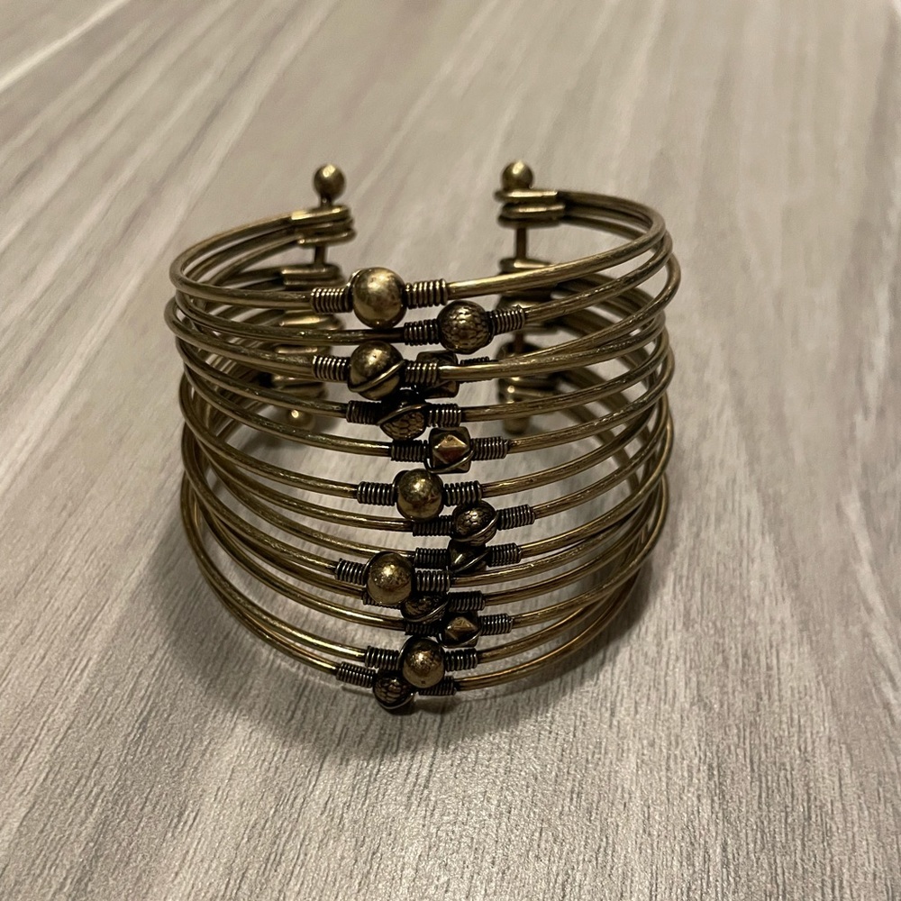 Brass tone stacked bracelet